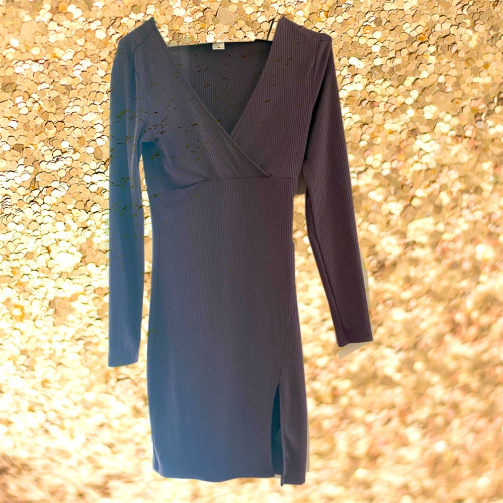 Lavender Purple Bodycon Dress with small slit